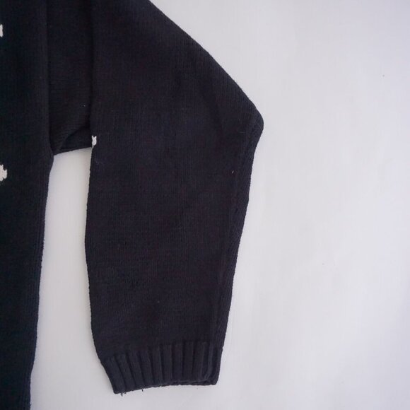 Vintage EP Pro Black Cotton Knit Scottie Dog Puppy Animal Print Cardigan S - Picture 4 of 10